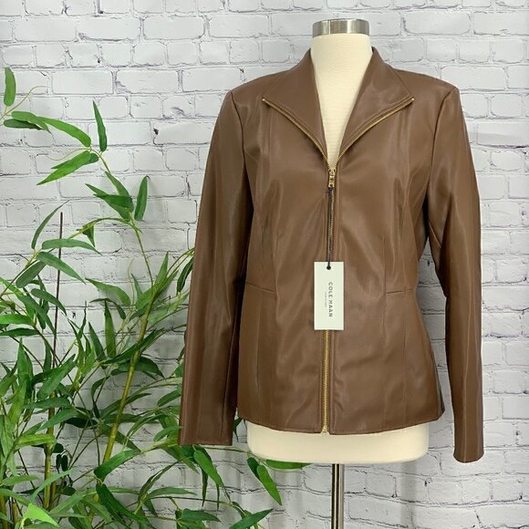 Cole Haan Signature Brown Faux Leather Jacket
